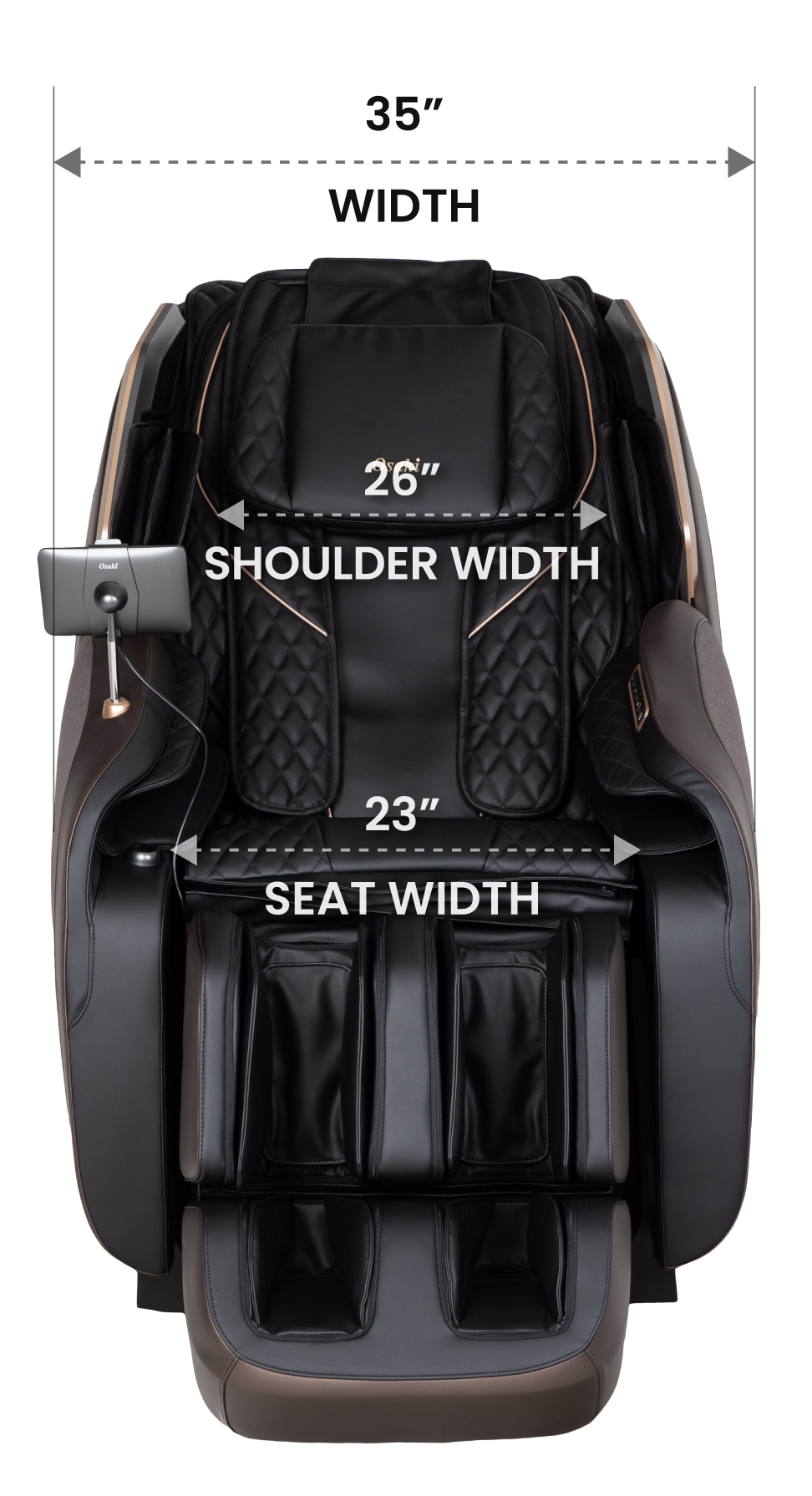 Osaki Duke XL Front View Dimensions